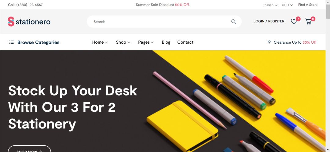 Books & Stationery eCommerce Hero 1